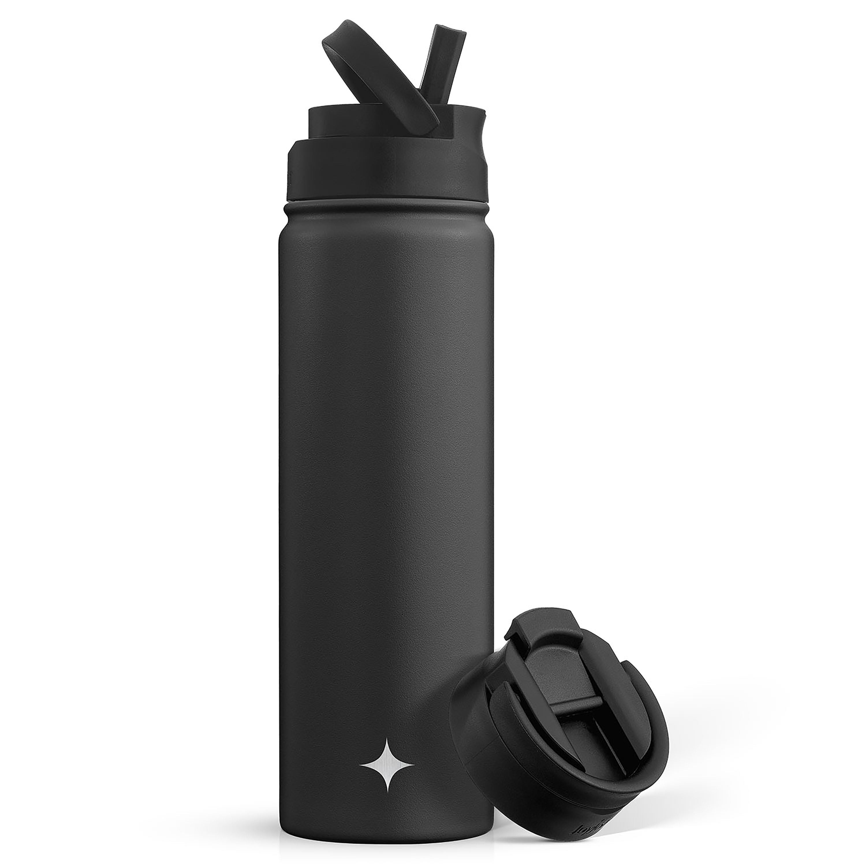 JoyJolt Triple Insulated Stainless Steel Water Bottle with Flip Lid & Sport Straw Lid - 22 oz