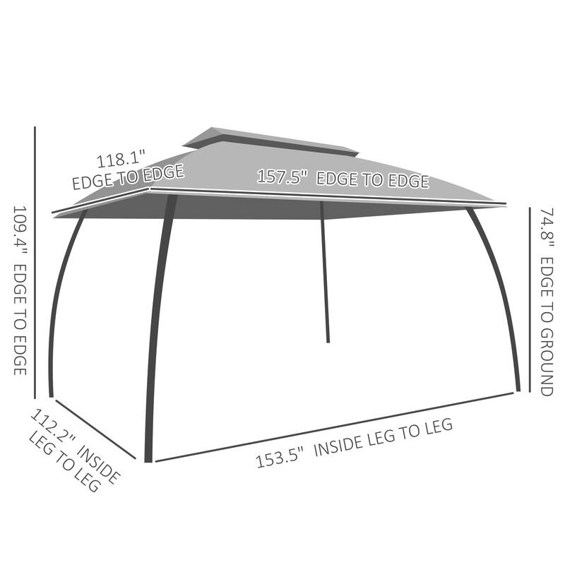 10' x 13' Patio Gazebo with Netting, Vented Roof, and Steel Frame for Outdoor Use