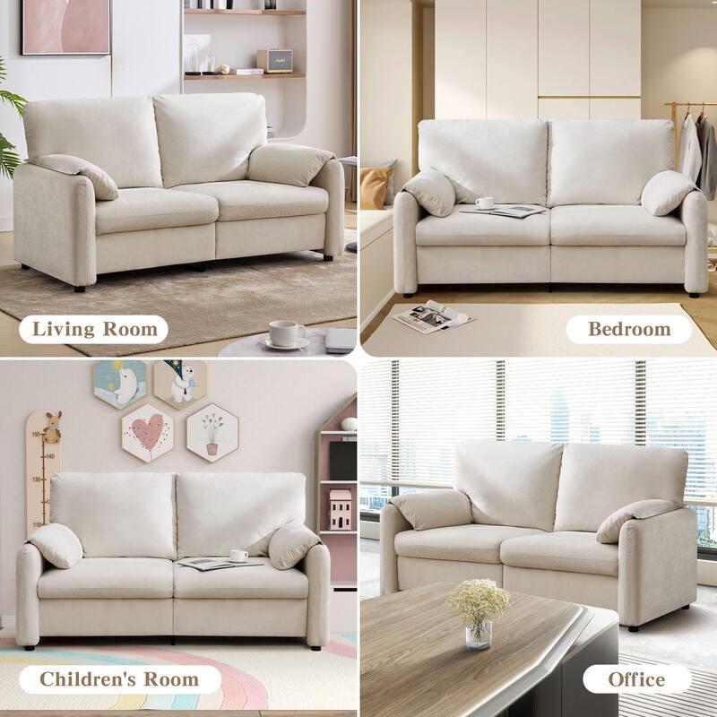 71.28" Chenille 2-Seater Sofa with Cloud-Like Cushion & Sponge Support