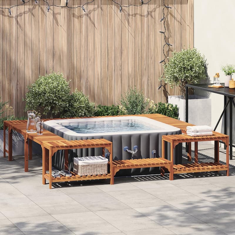 vidaXL Hot Tub Surround Brown 90.6/98.4" x 90.6/98.4" - 98.4 x 98.4 x 21.9