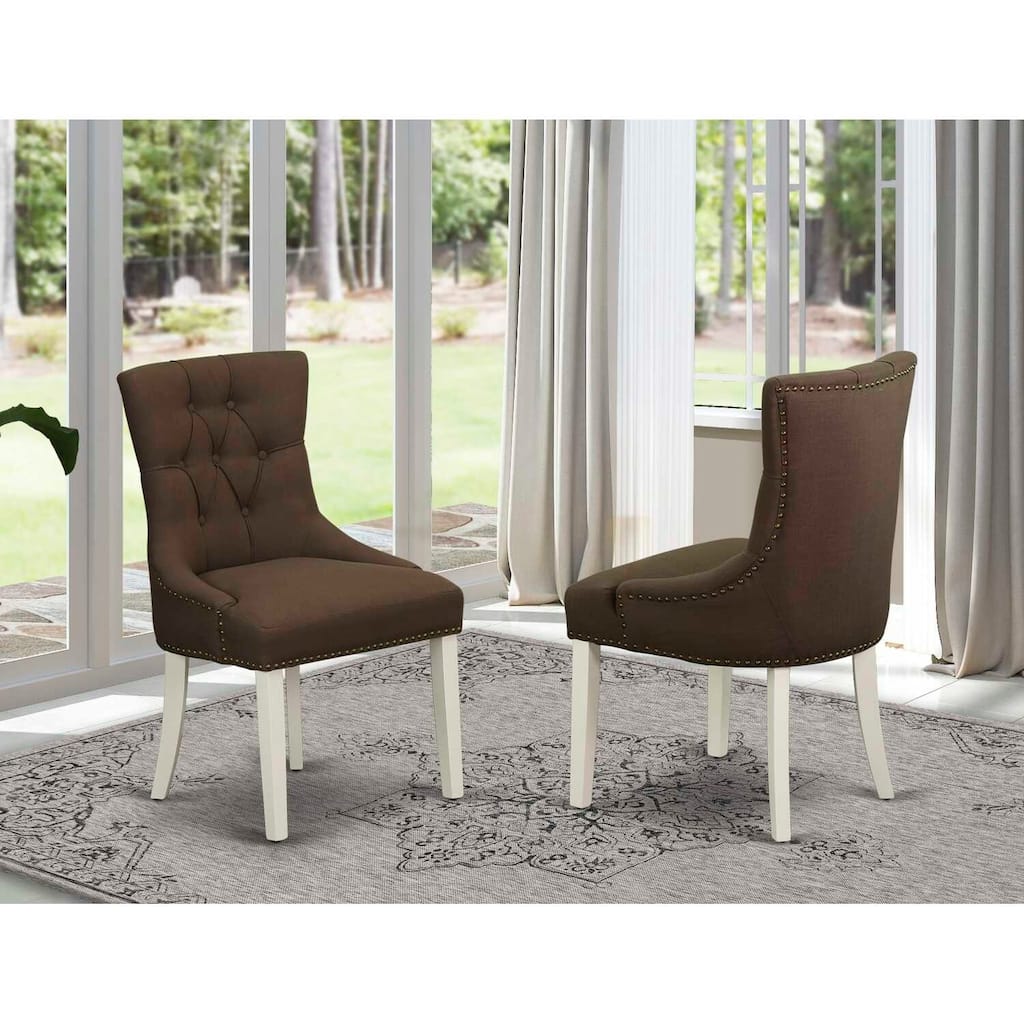 Parsons Chair with Linen Fabric, Classic Comfort Armchair, Chocolate Finish, Stylish Accent - 21