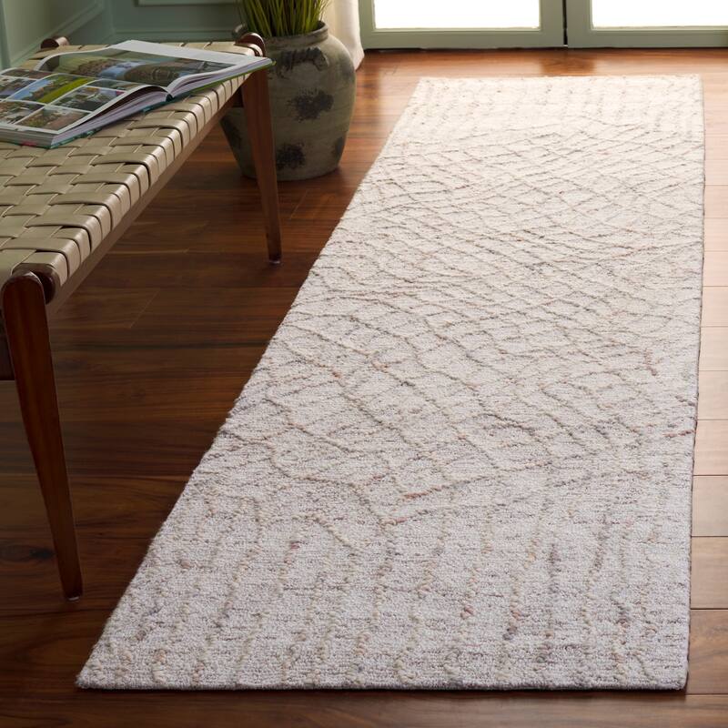 SAFAVIEH Handmade Ebony Teisuke Wool Rug - 2'3" x 9' Runner - Beige/Grey