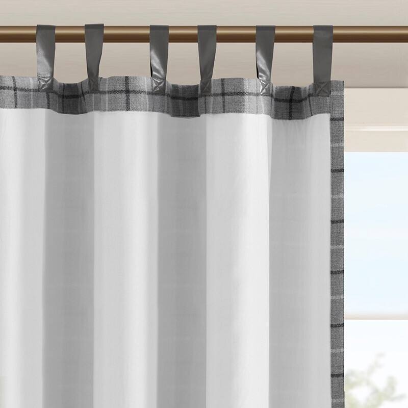 Plaid Rod Pocket and Back Tab Curtain Panel with Fleece Lining