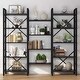 preview thumbnail 17 of 26, Open Triple Wide 5-Shelf Bookcase, Industrial Etagere Bookshelf for Home & Office