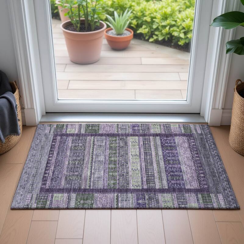 Machine Washable Indoor/Outdoor Global Kilim Chantille Rug