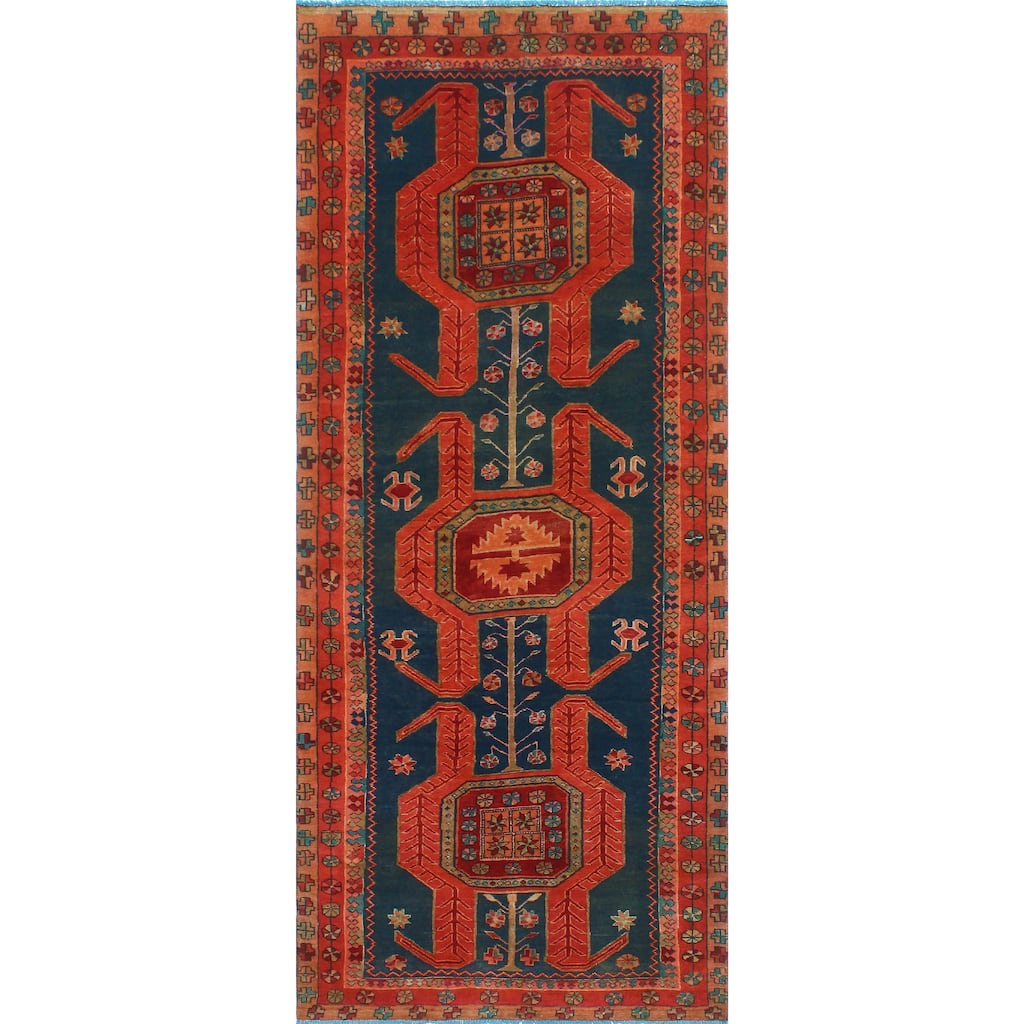 Fine Vintage Distressed Jared Rust/Navy Runner - 3'10" x 9'3"