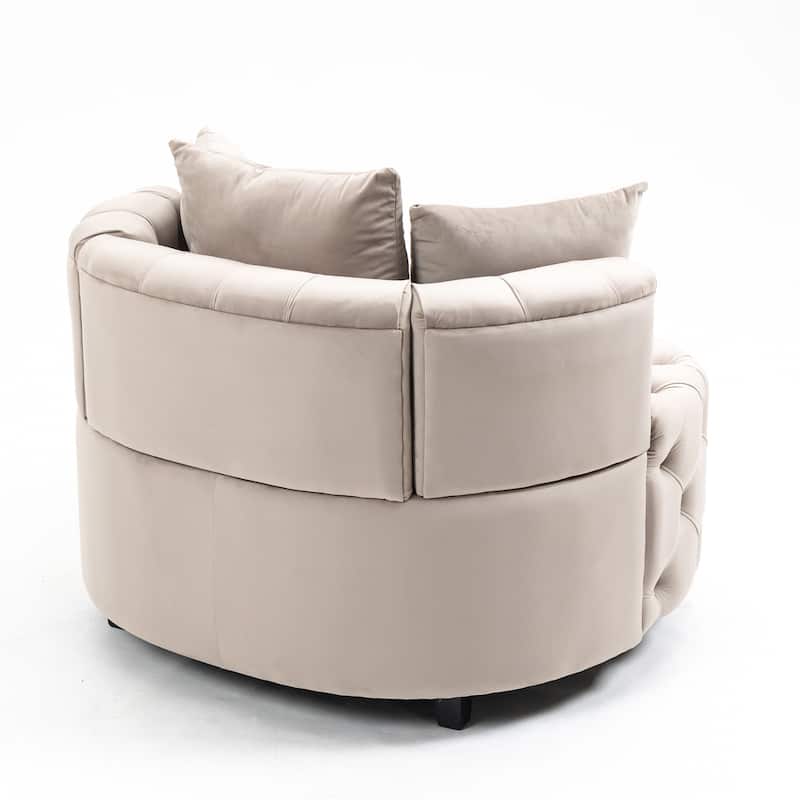 Roomfitters Velvet Accent Chair, Tufted Barrel Lounge Chair with Cushions, Modern Leisure Armchair for Living Room