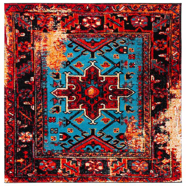 SAFAVIEH Vintage Hamadan Jaroslava Oriental Rug - 10' x 10' Square - Red/Light Blue