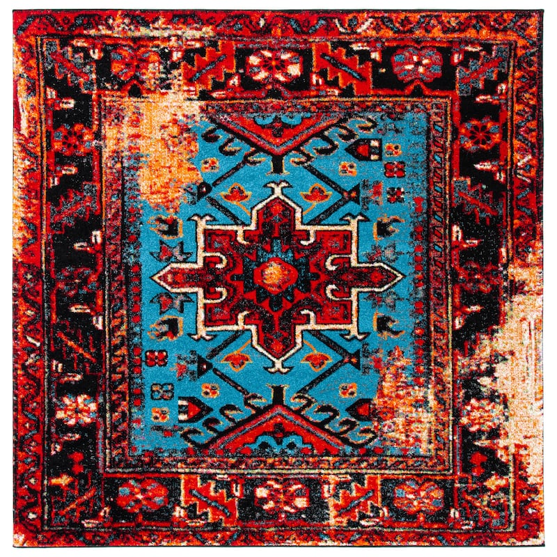 SAFAVIEH Vintage Hamadan Vina Oriental Rug - 10' Square - Red/Light Blue