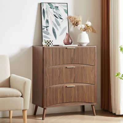 Bedroom Dresser, 3 Dressers with Wavy Curved Drawers, Children's Room, Living Room, Entry and Hallway Wood Chest of Drawers