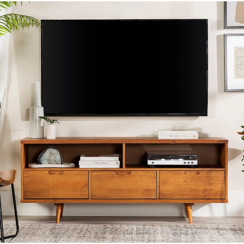Middlebrook Alby 58-inch Mid-Century Solid Wood TV Stand - Caramel