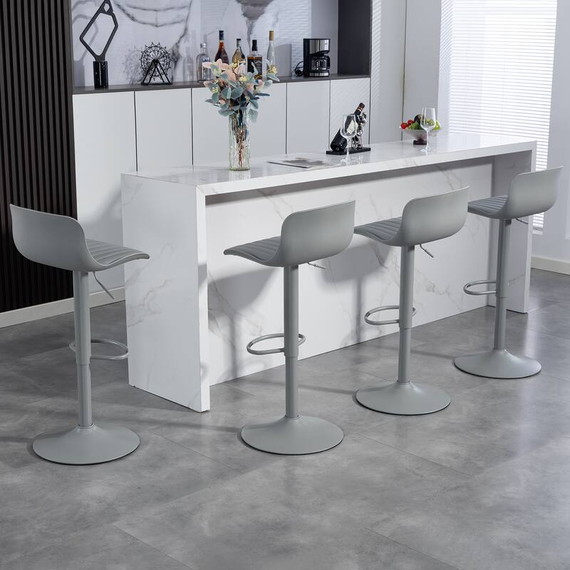 Counter Height Bar Stools Set of 2, Height Adjustable Swivel Bar Stools, Armless PU Leather Kitchen Island Chairs