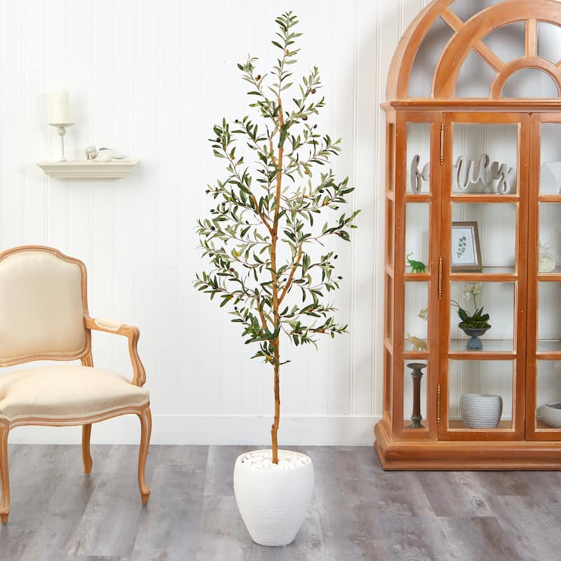 6' Olive Artificial Tree in White Planter - 13"