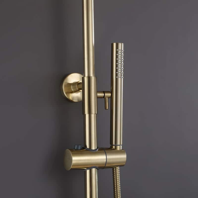 Luxury 10'' Wall Mounted Shower Head Rainfall with Handheld Spray in Brushed Gold