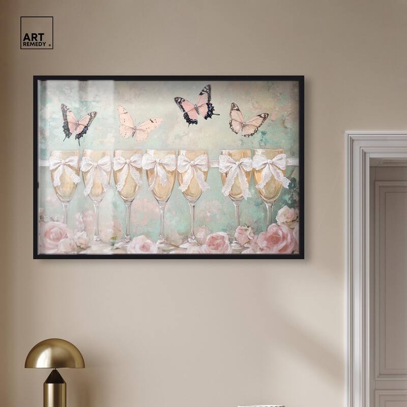Champagne Mint and Pink Glass Shadowbox by Art Remedy