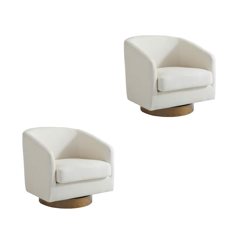 2 Set Modern Wide Round Swivel Accent Barrel Chairs