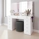 preview thumbnail 3 of 5, Makeup Vanity Desk w/ Free Black Storage Stool, Full-Width, Dimmable LED Mirror, Bluetooth, 11 Drawers