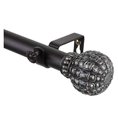 Decorative Tension Rod - Allure Art Nouveau Window Curtain Rod - Adjustable, Black, 74 Inch - 120