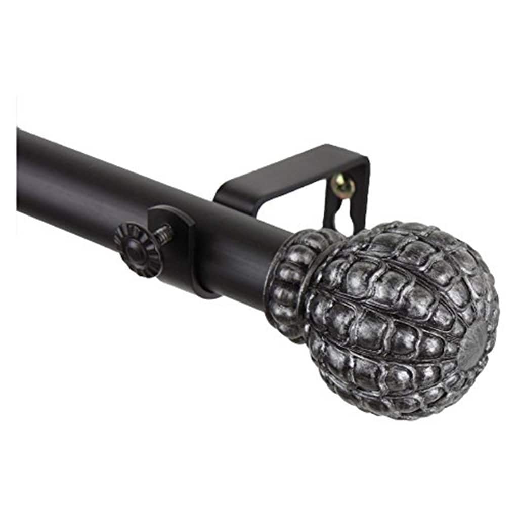 Decorative Tension Rod - Allure Art Nouveau Window Curtain Rod - Adjustable, Black, 74 Inch - 120