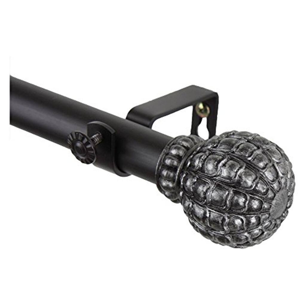 Decorative Window Curtain Rod - Tension Rod, Adjustable, Home Decor, Black Finish, 48 Inch Length - 84