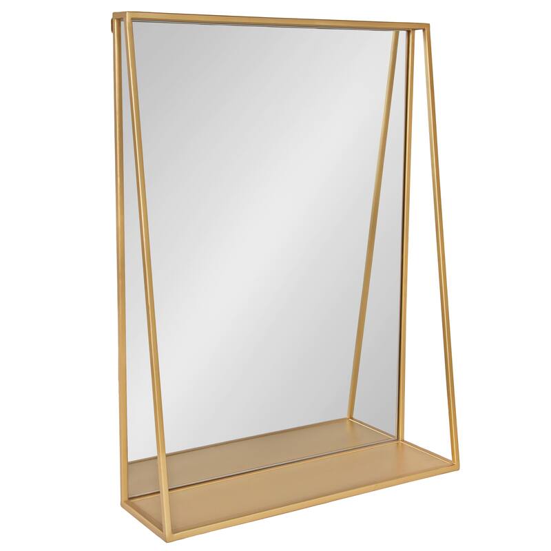 Kate and Laurel Lintz Metal Framed Mirror with Shelf - 18x24 - Gold