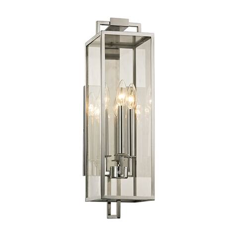 Troy Lighting Beckham 3-light Polished Stainless Outdoor Wall Sconce