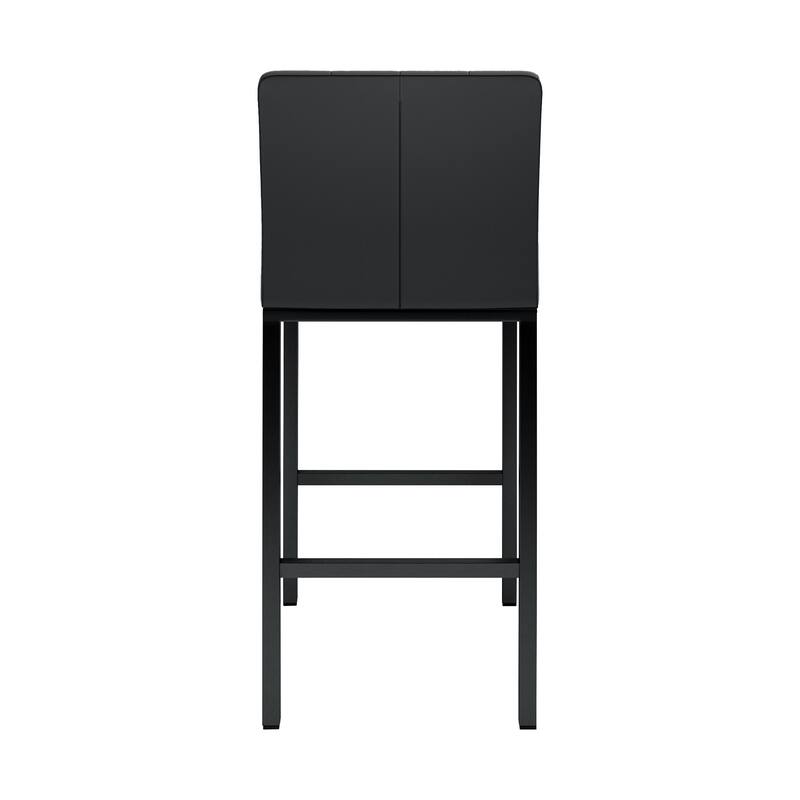 Modern High Bar Stools Set of 2, Kitchen Stool Island with PU Backrest, Gaming Chair with Metal Legs and Footstool