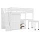 preview thumbnail 60 of 110, Twin/Full Size Loft Bed with Storage Staircase, Wardrobe and Desk, Solid Wood Loft Bedframe with 2 Storage Drawers and Shelves