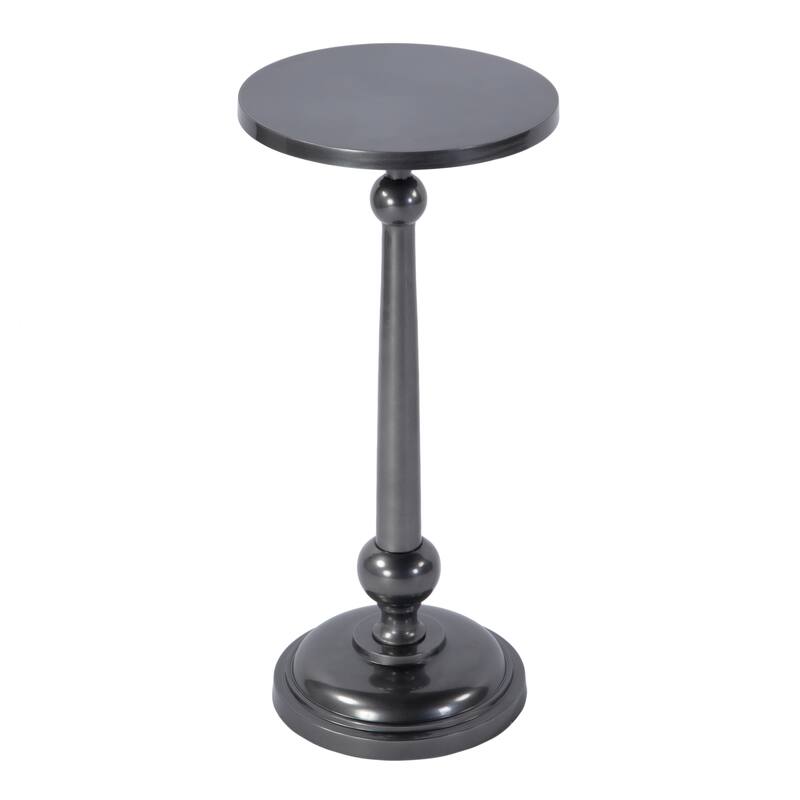 Sterling 10 in. W Round All Metal Pedestal Base End Table - Silver