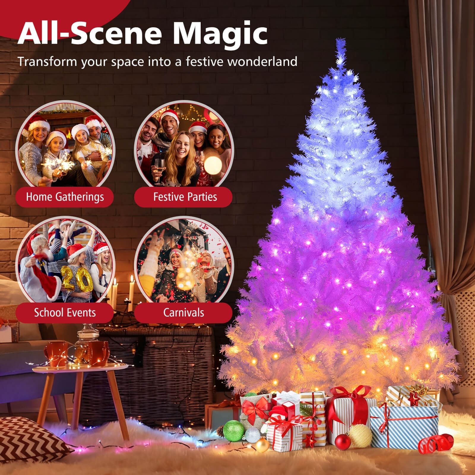 thumbnail image 2 of Redlife 6ft Or 7.5ft Artificial Christmas Tree With LED Lights – Green PVC/PE/Metal 2 of 6
