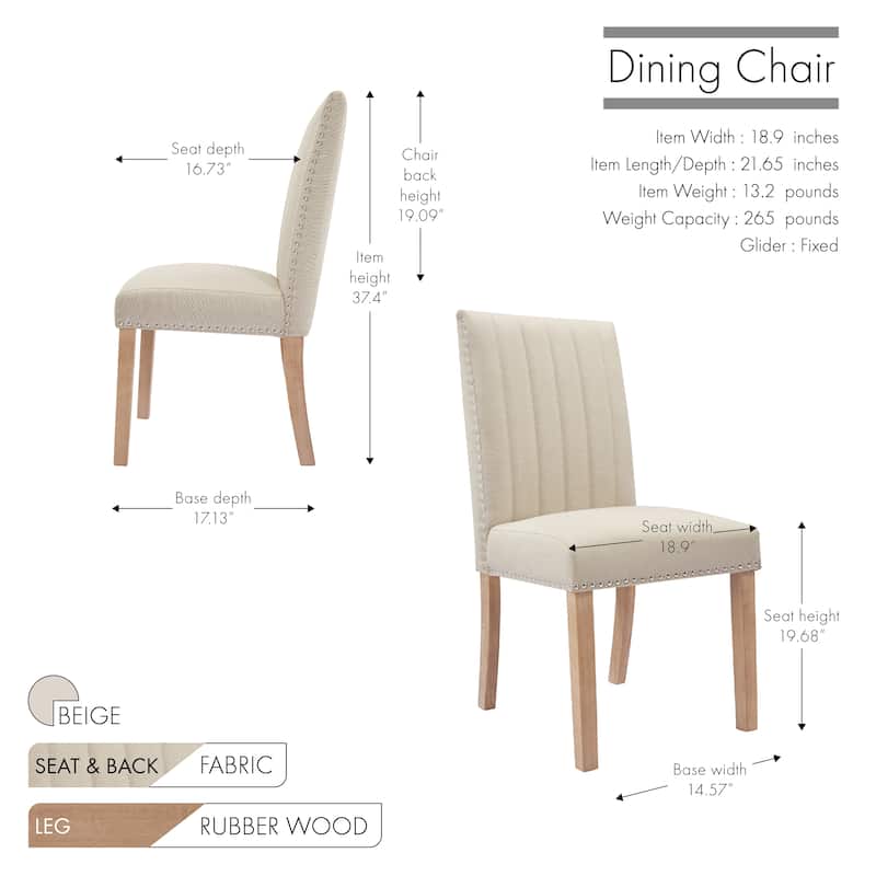 Porthos Home Aiden Fabric Dining Chairs with Rubberwood Legs, Set of 2