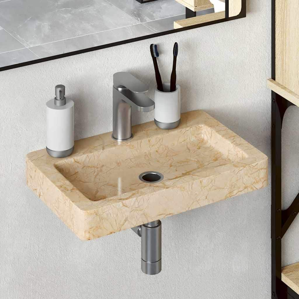 vidaXL Wall-mounted Sink Gray/Cream/Black 15"x9.4"x2.6" Marble