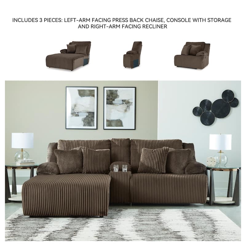Signature Design by Ashley Top Tier 3-Piece Reclining Sectional with Chaise - 105"W x 74"D x 41"H