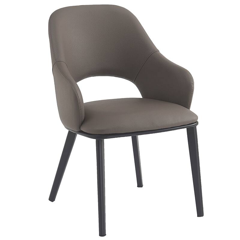 Modern Faux Leather and Metal Dining Chair, Set of 4 - Stone