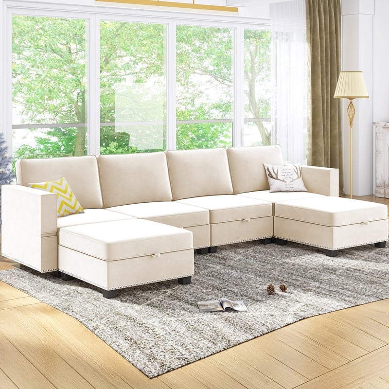 Mixoy 6-Seater Transferable Position Free Combination Sectional Sofa with Storage