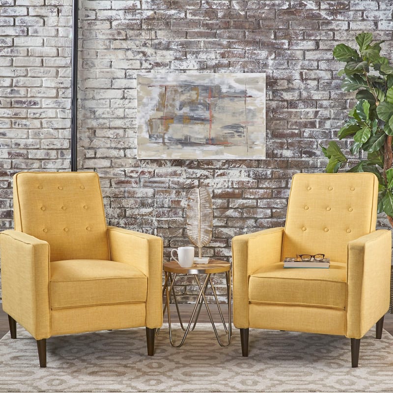 Mervynn Button Tufted Recliner (Set of 2) by Christopher Knight Home - Muted Yellow