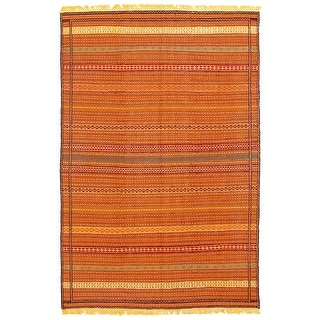 Flat-weave Ottoman Kashkoli Burnt Orange Wool Sumak - Bed Bath & Beyond ...