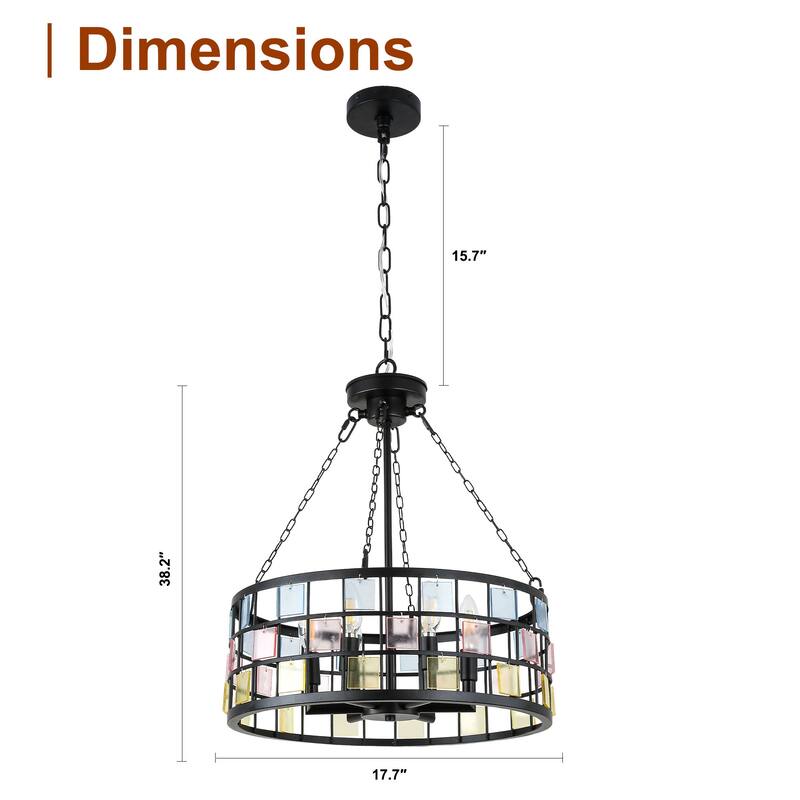 CurveCurio 20" Modern Tiffany DIY Chandelier, 6-Light w 24" Adjustable Hanging Chain for Dining Room, Bedroom and Foyer