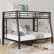 preview thumbnail 1 of 14, Full XL over Queen Metal Bunk Bed with Ladder and Guardrails