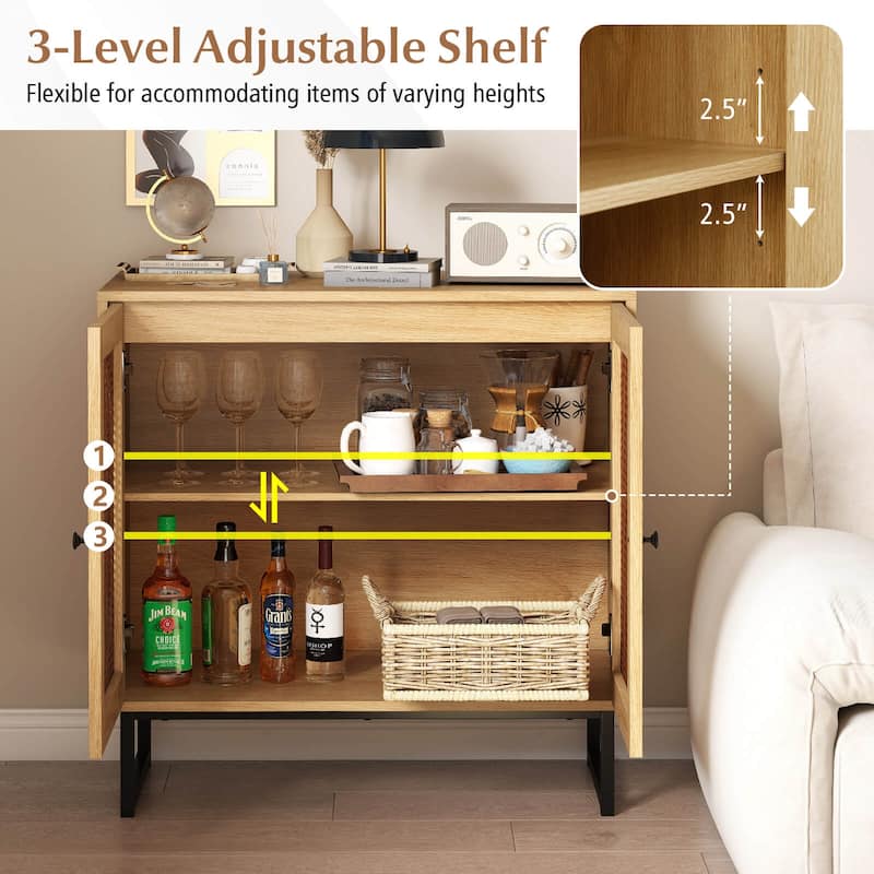 Costway Buffet Cabinet with 2 Doors Adjustable Shelf Metal Legs Accent - See Details