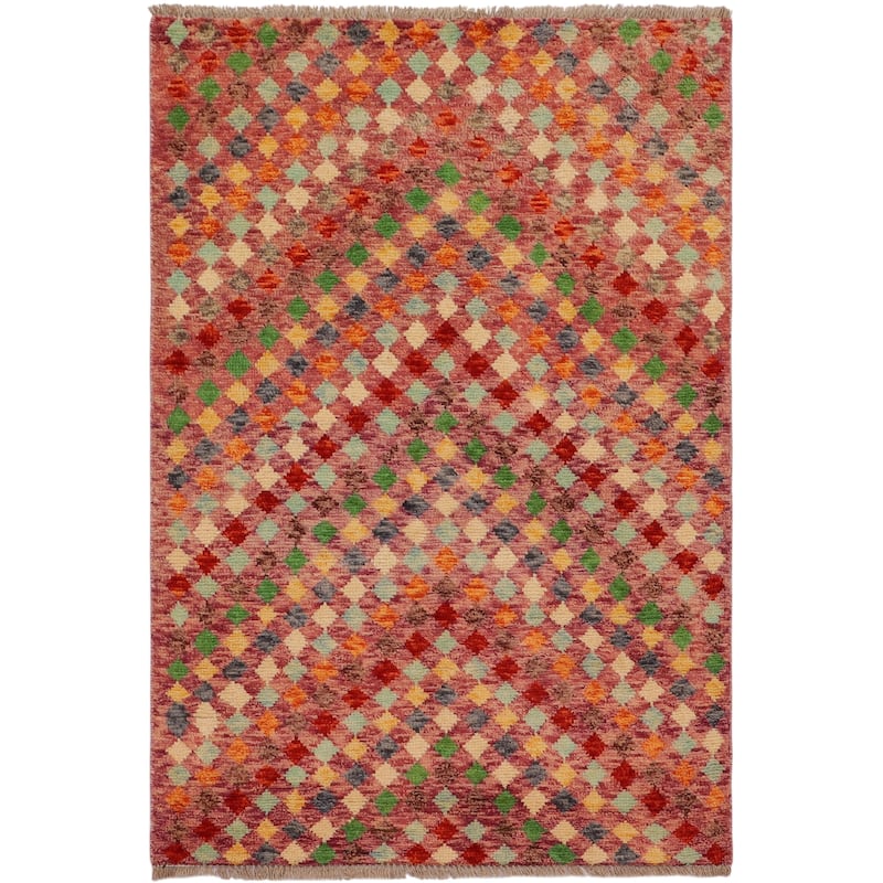 Shabby Chic Balochi Watkins Purple/Rust Hand Knotted Wool Rug - 3'3'' x 4'10''