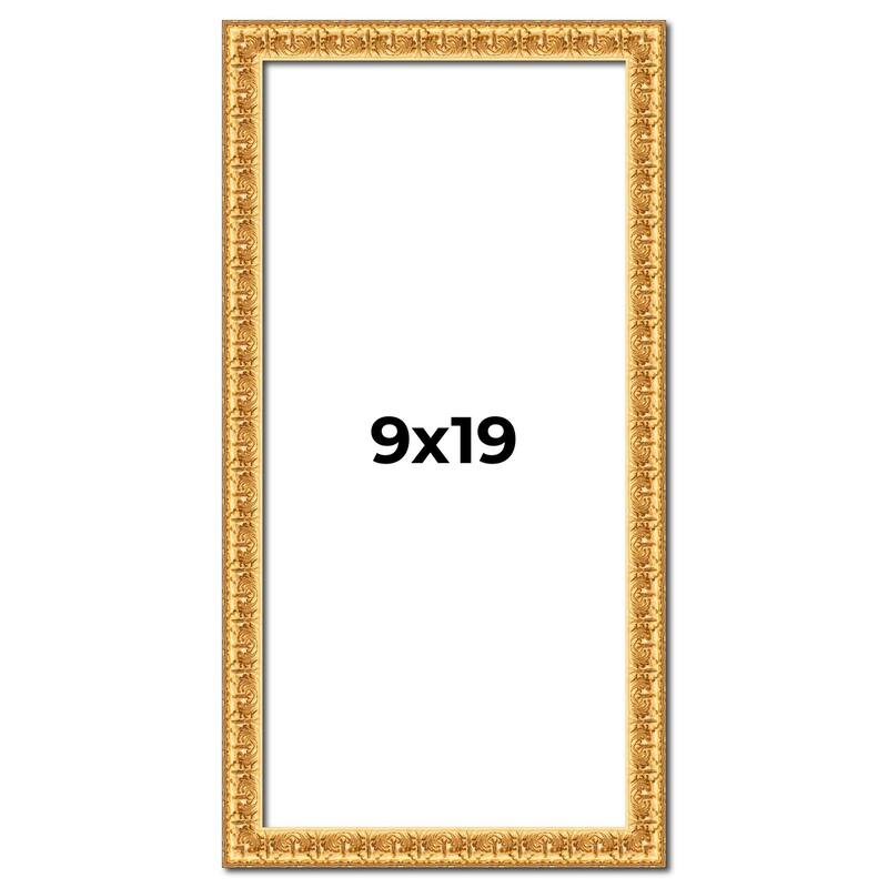 9x19 Frame Gold Real Wood Picture Frame Width 1 inches | Interior