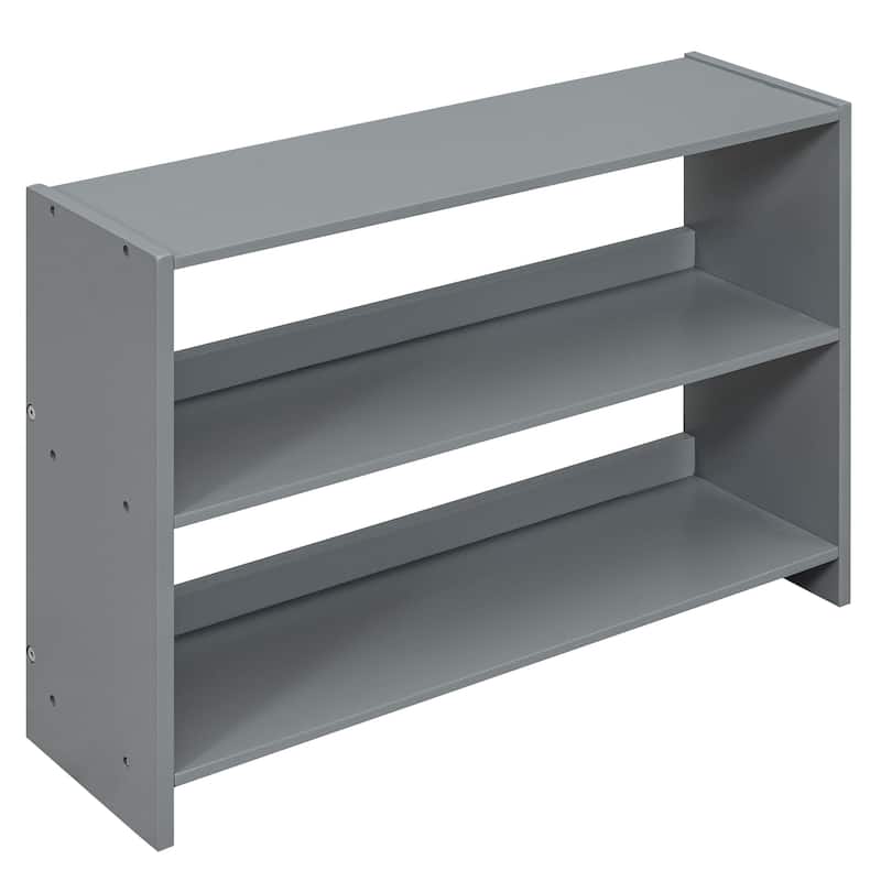 Twin Low Loft Bed with Storage Shelves, Chalkboard Guardrails, and Sturdy Pine Wood Frame