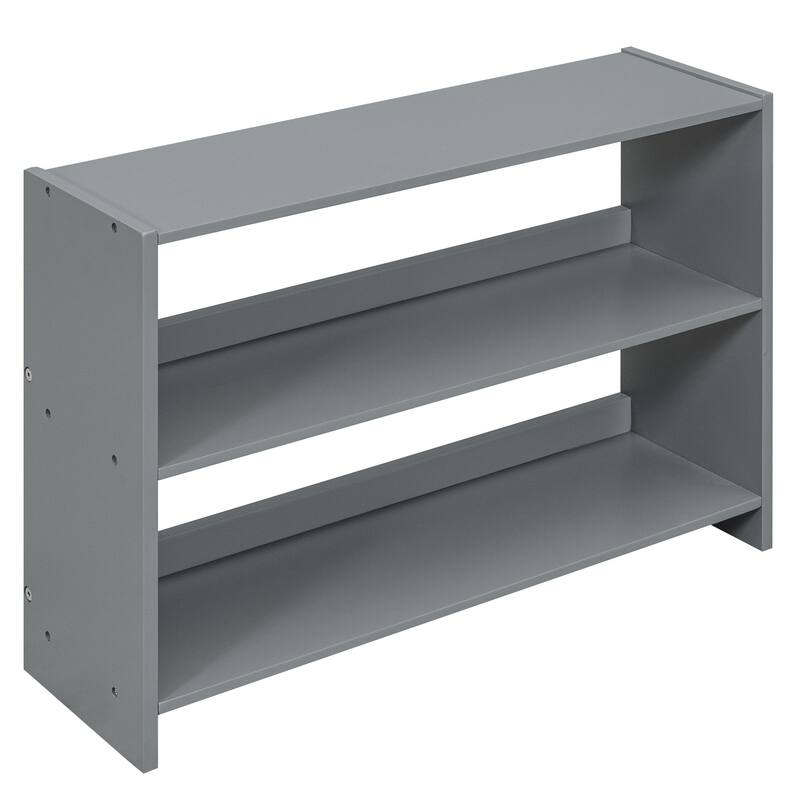 Wooden Loft Bed Frame with 2 Movable Shelves, Twin Size Low Loft Bed, Solid Pine Twin Bed Frame with Chalkboard
