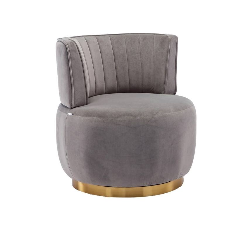 Modern Velvet 360 Degree Swivel Round Armrest Upholstered Accent Chair