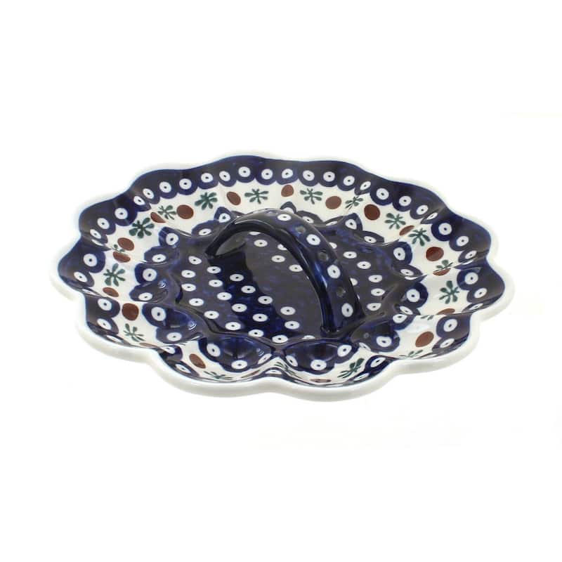Blue Rose Polish Pottery 1559 Zaklady Egg Plate