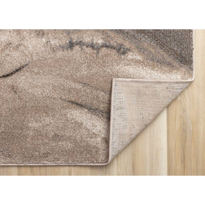 Taupe Black White Organic Layers High-Traffic Rug
