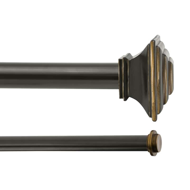 Kenney® Mission 1" Premium Decorative Window Double Curtain Rod, 36-66", Oil Rubbed Bronze - 36-66" - Oil Rubbed Bronze