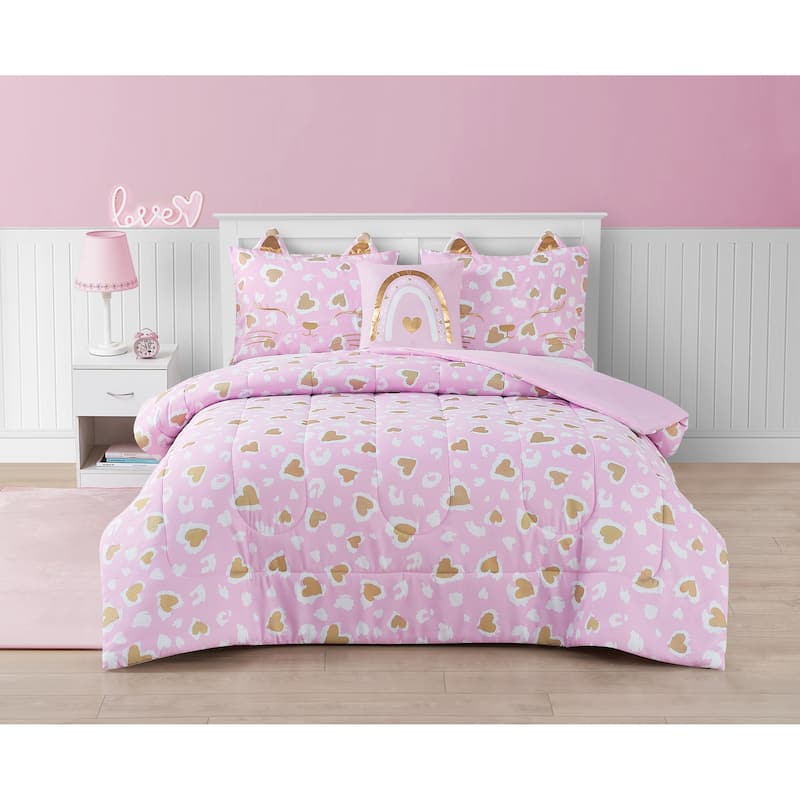 Lily Juvenile Comforter Set - Twin - Pink,Gold,White - 3 Piece