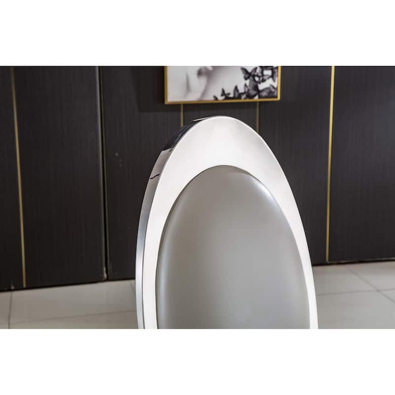 Set of 2 Leatherette Dining Chair with Oval Backrest and Steel Legs